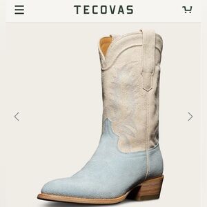 NWT Limited Edition Tecovas Women's Josie Boots in Light Blue and Cream Suede